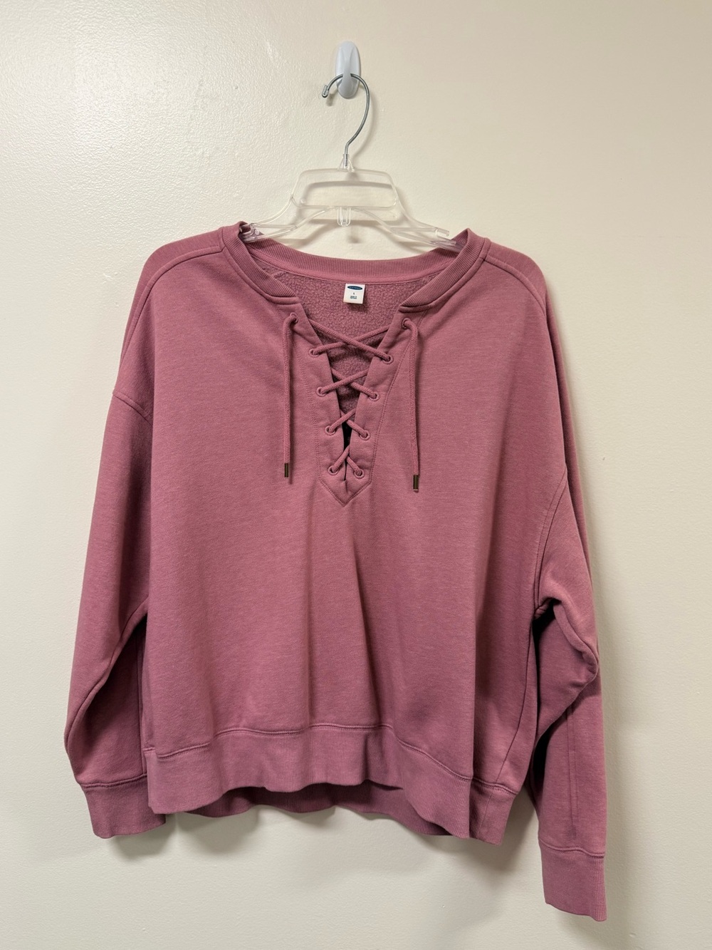 Women's Lace-Up Sweatshirt - Dusty Rose - Picture 1 of 4